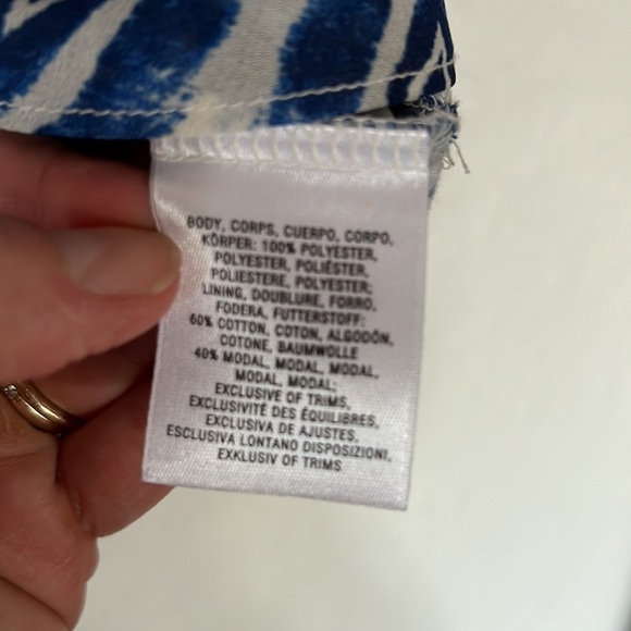 Anthropologie meadow rue sleeveless top with flowy overlay blue/white size M EUC - Picture 7 of 7